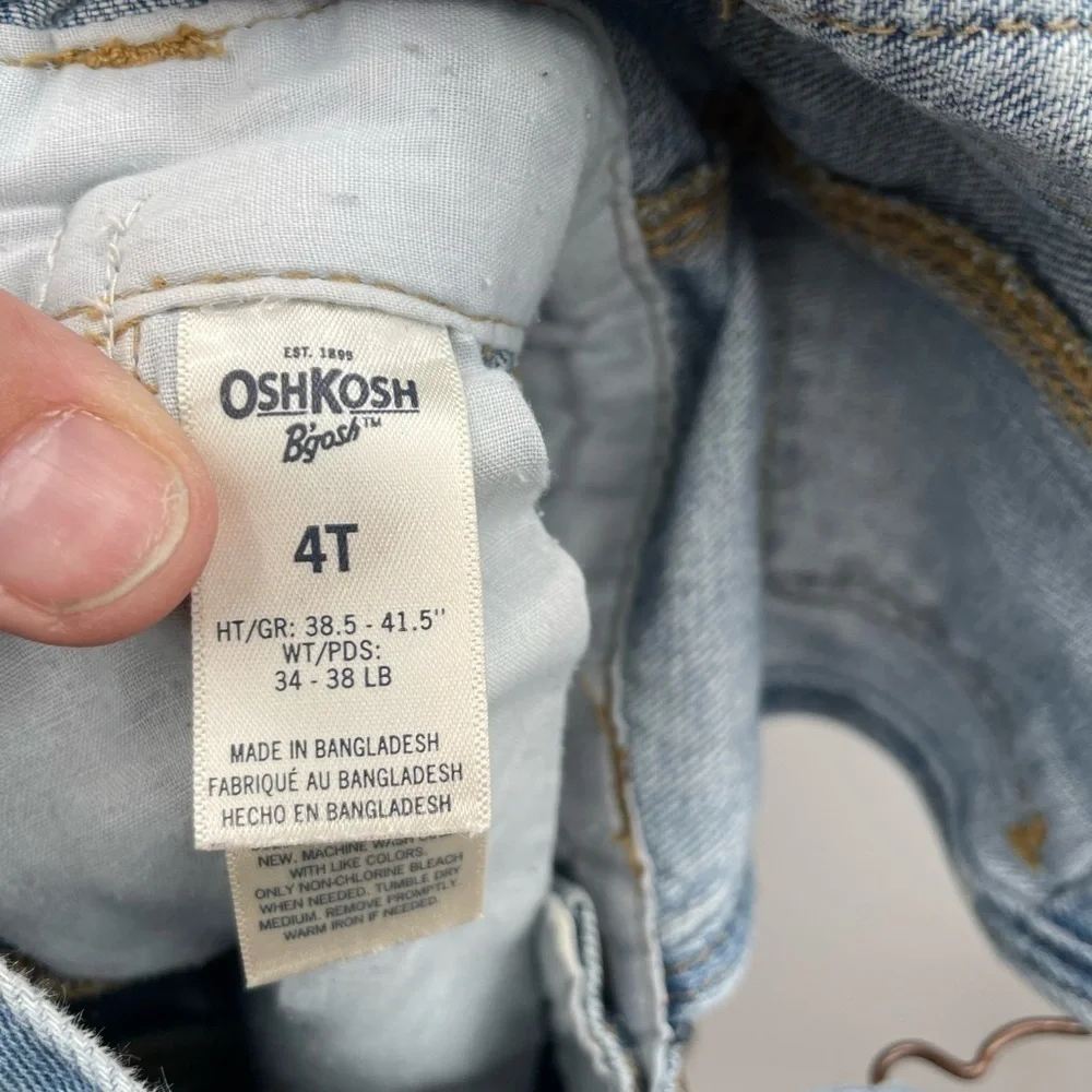 Oshkosh B’gosh Vintage polkadot Girls blue denim cottagecore cute overall 4T